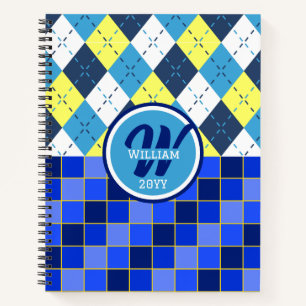Preppy Blaue Himbeer-Limonade Argyle und Karos Notizbuch