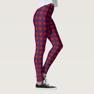 Preppy blaues u. rotes kariertes leggings