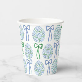 Preppy Blue and Green Oaster Bows and Eggs Pappbecher