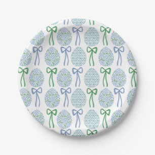 Preppy Blue and Green Oaster Bows and Eggs Pappteller