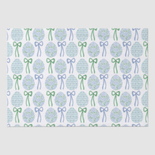 Preppy Blue and Green Oaster Bows and Eggs Seidenpapier