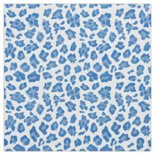Preppy Blue and White Leopard Print Patches Stoff