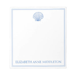 Preppy Blue and White Muschel Personalisiert Notizblock