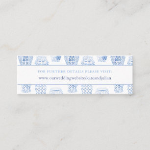Preppy Blue and White Wedding Website Einsteckkart Mini Visitenkarte