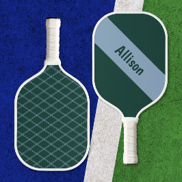 Preppy Blue auf Green Pickleball Paddle mit Name
