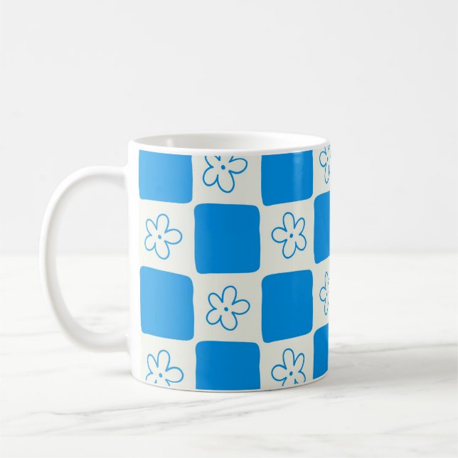Preppy Blue Blume Prüfmuster Kaffeetasse (Links)