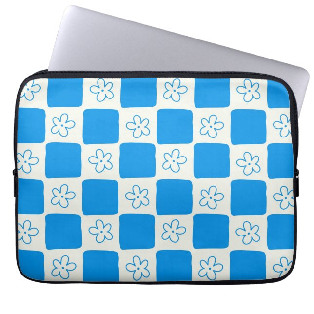Preppy Blue Blume Prüfmuster Laptopschutzhülle (Vorderseite)