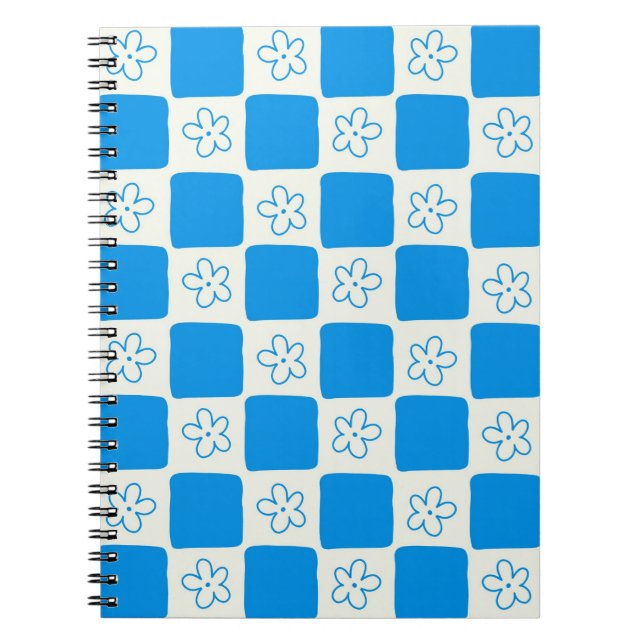 Preppy Blue Blume Prüfmuster Notizblock (Vorderseite)