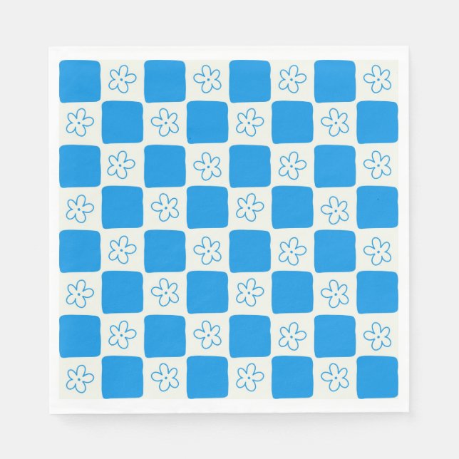 Preppy Blue Blume Prüfmuster Serviette (Vorderseite)