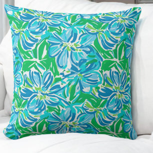 Preppy Blue Flowers Kissen