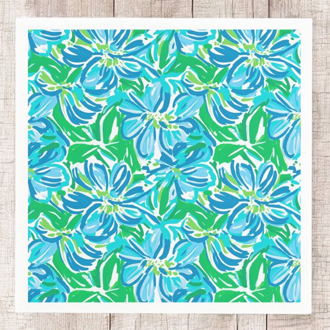 Preppy Blue Flowers Serviette (Von Creator hochgeladen)