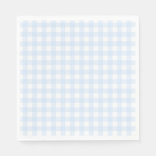 Preppy Blue Gingham Birthday Party Serviette (Vorderseite)