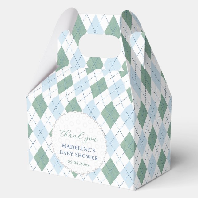 Preppy Blue Golf Diamond Print Baby Boy Dusche Geschenkschachtel (Vorderseite)