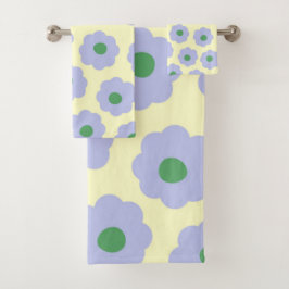 Preppy Blue Green Niedlich Hippie Blume Muster Badhandtuch Set