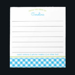 Preppy Blue & Green Script Gingham Lined Notepad Notizblock<br><div class="desc">Dieses Design weist ein Gingham-Muster in Preppy-Blau und Grün mit Zeilen zum Schreiben auf. Die Kollektion der Koordinationsprodukte ist in unserem Shop, zazzle.com/store/doodlelulu, erhältlich. Kontaktieren Sie uns, wenn Sie dieses Design auf ein bestimmtes Produkt angewendet haben, um Ihr eigenes einzigartiges Match oder Geschenk zu erstellen! Vielen Dank, dass Sie ein...</div>