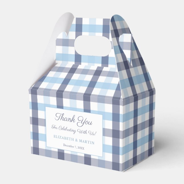 Preppy Blue Kariert Boy Baby Dusche Party Geschenkschachtel (Vorderseite)