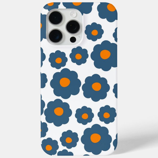 Preppy Blue Orange Hippie Blume Muster Case-Mate iPhone Hülle (Rückseite)