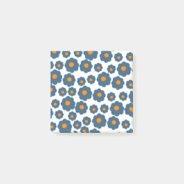 Preppy Blue Orange Hippie Blume Muster Post-it Klebezettel
