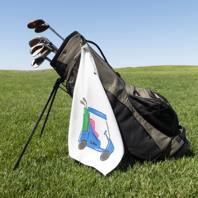 Preppy Blue Personalisiert Golf Cart Golf Handtuch (Gras)