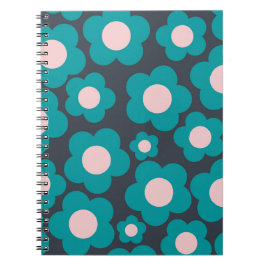 Preppy Blue Pink Hippie Blume Muster Notebook Notizblock