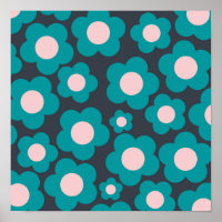 Preppy Blue Pink Hippie Blume Muster