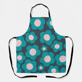 Preppy Blue Pink Hippie Blume Muster Schürze