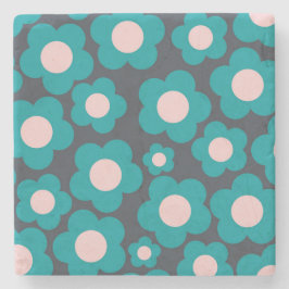 Preppy Blue Pink Hippie Blume Muster Steinuntersetzer