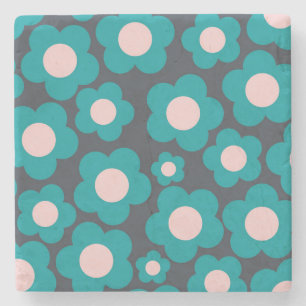 Preppy Blue Pink Hippie Blume Muster Steinuntersetzer