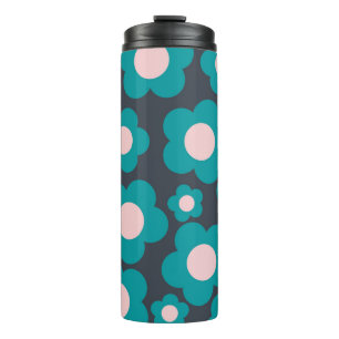 Preppy Blue Pink Hippie Blume Muster Thermosbecher