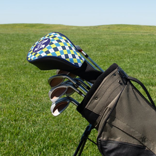Preppy Blue Raspberry Lemon Raute Mit Monogramm Golf Headcover (In SItu)