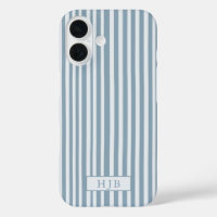 Preppy Blue Stripe Monogram Hübsch iPhone 16 Fall