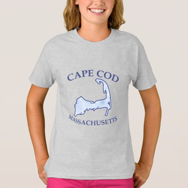 Preppy Blue Striped Cape Cod Girl T-Shirt (Vorderseite)