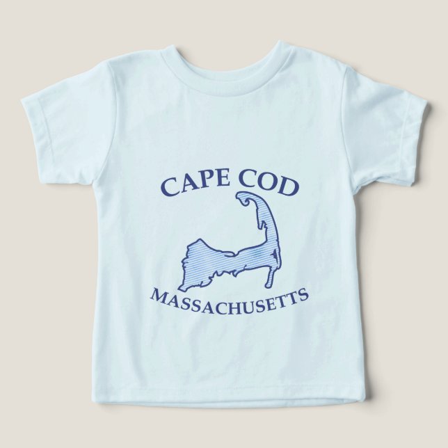 Preppy Blue Striped Cape Cod Silhouette Tri-Blend (Design Vorderseite)