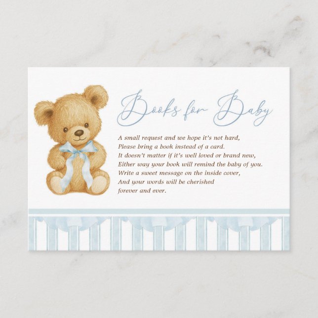 Preppy Blue Teddy Bären Books for Baby Boy Begleitkarte (Vorderseite)