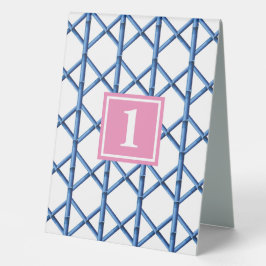 Preppy Blue Trellis Bamboo Musternummer Tischaufsteller