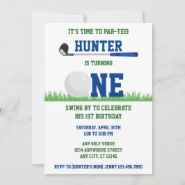 Preppy Blue und Green Golf Par T-Shirt 1. Geburtst Einladung