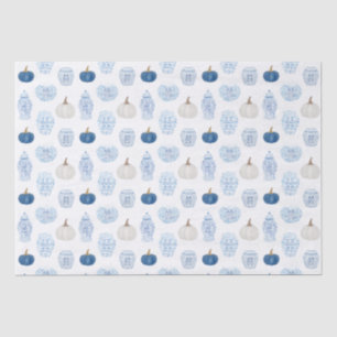 Preppy Blue und White Pumpkins Ginger Jars Fall Seidenpapier