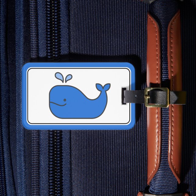 Preppy Blue Whale Personalisiert Gepäckanhänger (Vorderseite Insitu 4)