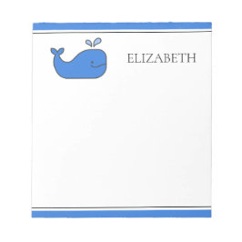 Preppy Blue Whale Personalisiert Notizblock