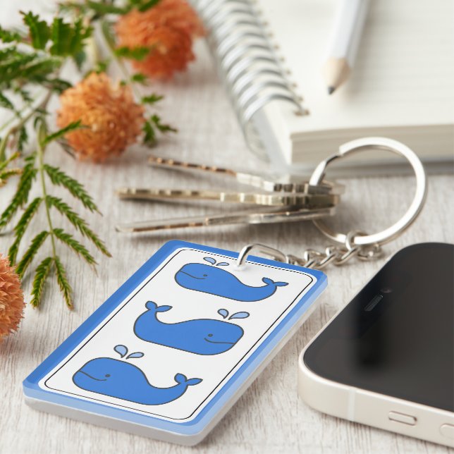 Preppy Blue Whale Personalisiert Schlüsselanhänger (Vorderseite rechts)