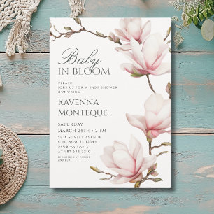 Preppy Blush Florale Magnolie Baby in Bloom Shower Einladung
