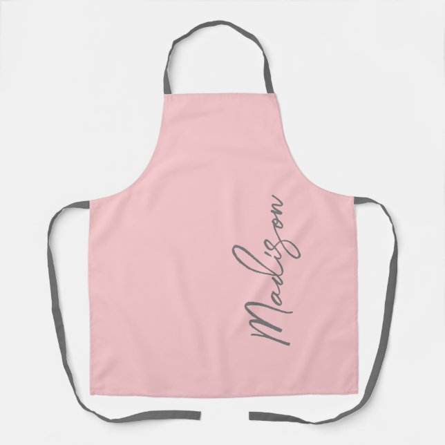 Preppy Blush Pink Handgeschriebenes Skript Mit Mon Schürze (Vorderseite)