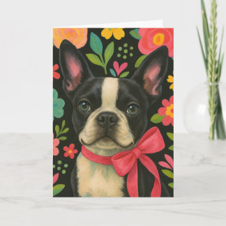 Preppy Boston Terrier Karte