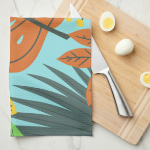 Preppy botanic muster blau orange hübsche Farben Geschirrtuch