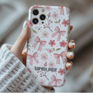 Preppy Bow Muster Personalisiert Name iPhone Case