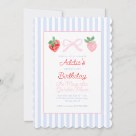 Preppy Bows & Strawberries Berry Erster Geburtstag Einladung