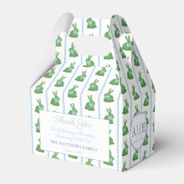Preppy Boxwood Bunny RicRac Boy Christening Party Geschenkschachtel