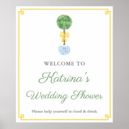 Preppy Boxwood Yellow Green Polterabend Willkommen Poster