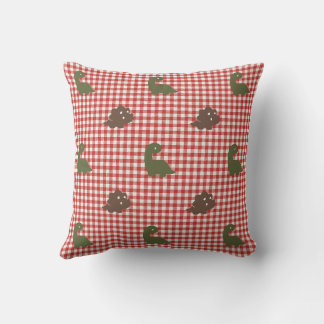 Preppy Boys Dinosaur Gingham Army Green Brown Red Kissen