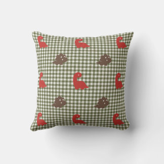 Preppy Boys Dinosaur Gingham Brown Red Army Green Kissen